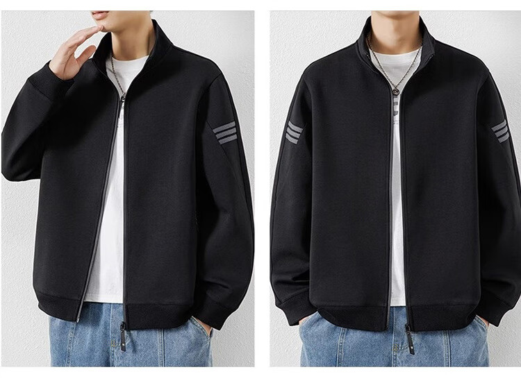 JEEP SPIRIT Men's Jacket, Autumn Sweatshirt, Casual Sports Stand-Collar Outerwear, Gray, XL 4