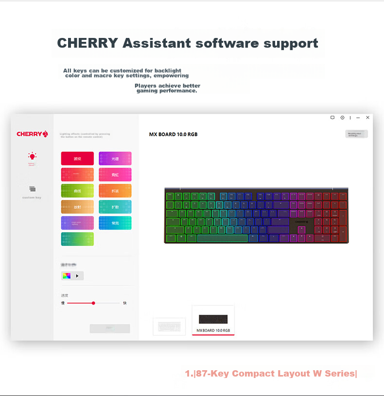 CHERRY MX10.0 Mechanical Keyboard, Wired Keyboard, Gaming Keyboard, RGB Lighting Effects, Ultra-Thin Body, Alloy Shell, Black, MX LP Switches 9
