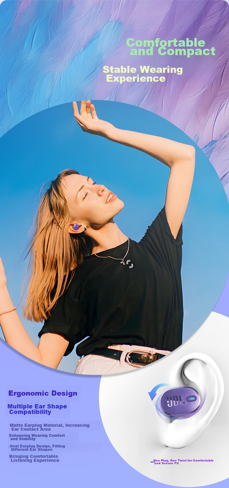 JBL TUNE BUDS2 New Wireless Bluetooth Earphones, Liulidou Second Generation, Ultra-Long Battery Life Noise-Cancelling Headphones, Compatible with Huawei And Apple Phones, Transparent Black 15