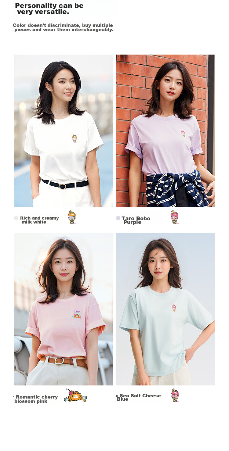 Semir [Colorful Cool-Touch T-Shirt] Women's Short-Sleeve Mid-Length Loose Comfortable Embroidered Top 109324100007 6