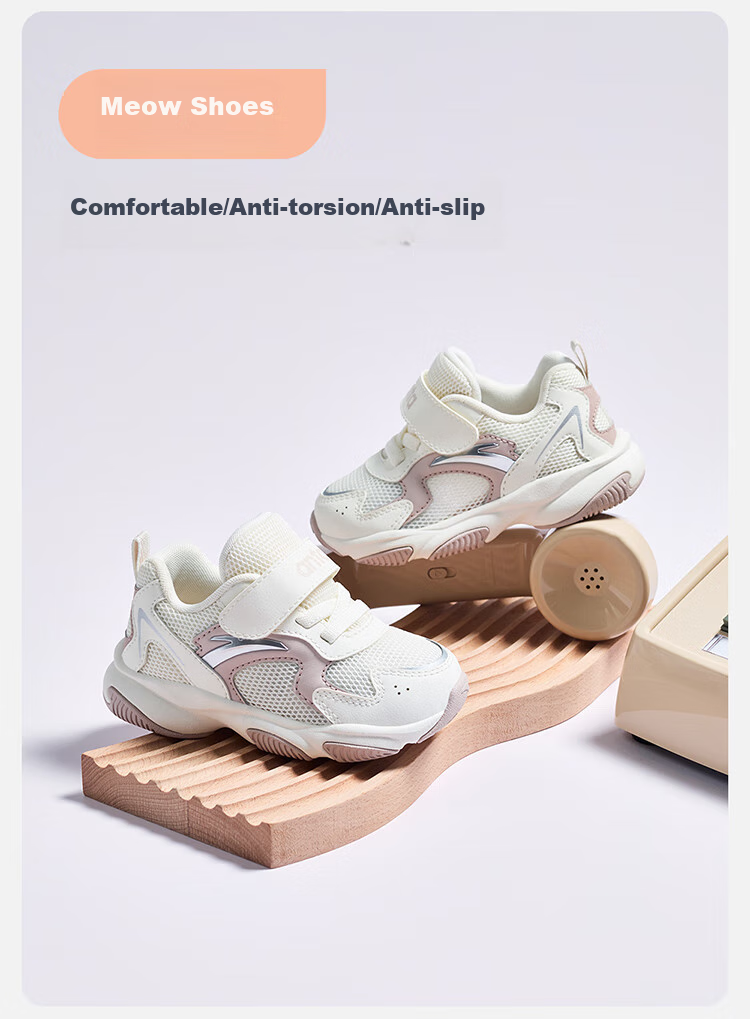 Anta Kids Autumn Sports Shoes Girls Baby Velcro Non-slip Walking Casual Shoes A12430003H 2