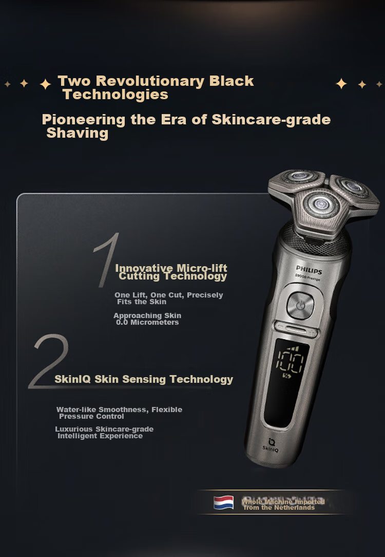 PHILIPS [Mid-Autumn Festival Gift] Self-Operated Electric Shaver, Rotating Guard 9 Series Luxury Edition, SkinIQ Smart Razor, Birthday Gift for Men And Fathers, [Whole Machine Imported from The Netherlands] 3