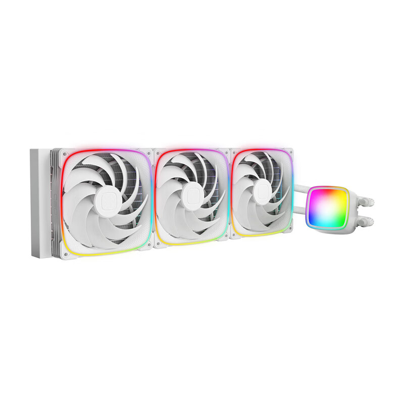 GeometricFuture Eskimo Pro 420 White All-In CPU Liquid Cooler 420 Water Cooling Radiator / INTEL / AMD / Dual Platform / ARGB Lighting Effects