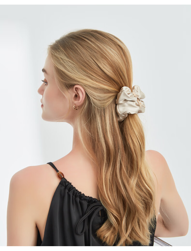 ELLE Silk Hem Hair Tie Elegant Women's Large Scrunchie Bun Hair Rope Gift 14