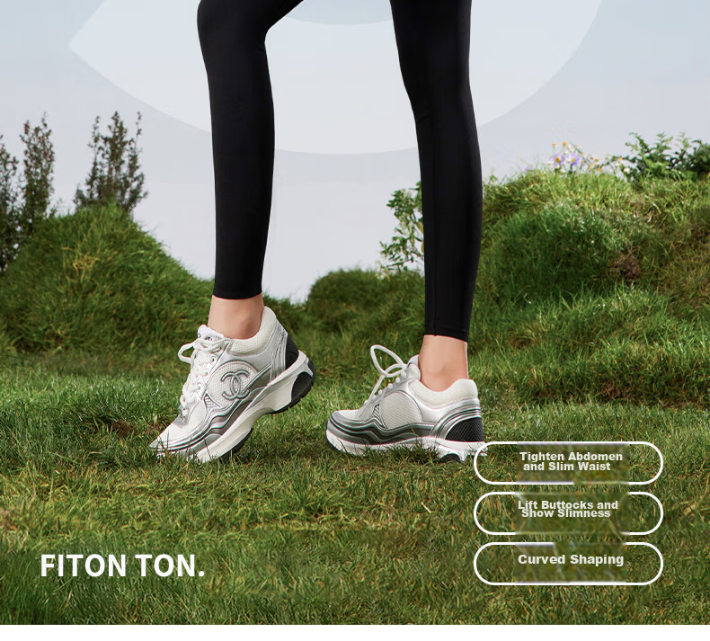 FitonTon Shark Leggings for Women, Autumn And Winter, Butt-Lifting And Tummy Control, High-Waisted, Slightly Compression, Butt-Lifting Band, Tight-Fitting Yoga Pants, Gray, L 2