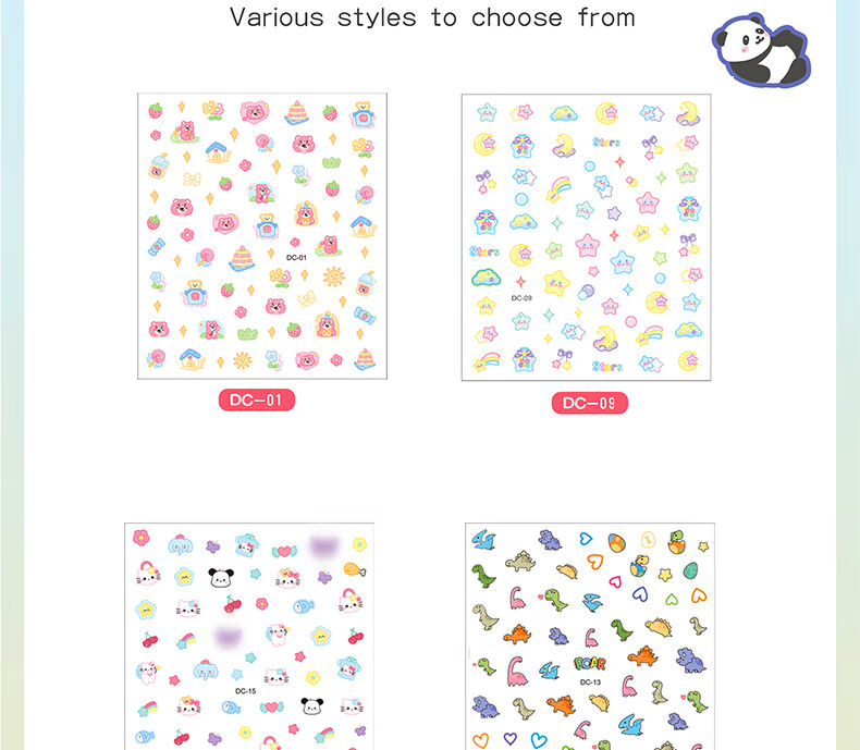 Diyu Glow-In Nail Stickers for Children And Girls, Embossed Nail Art Decals, Removable Waterproof 3-Year Baby Kids Fluorescent Nail Stickers 6