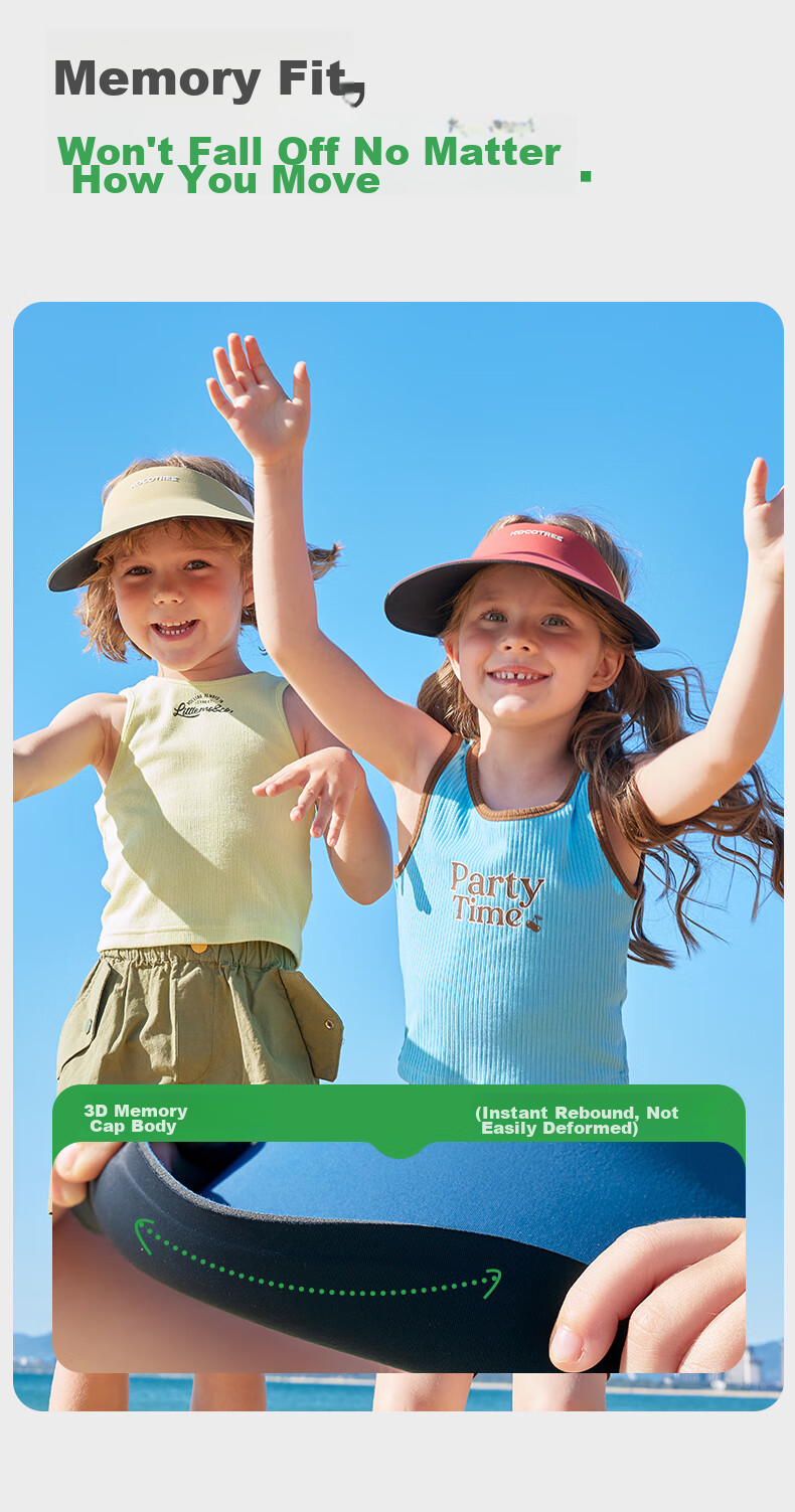 Kocotree Children's Sun Protection Hat, Seamless One-Piece Shaped Sun Hat, Wide-Brimmed Visor Cap, Lightweight Outdoor Sports Hat, Red 18