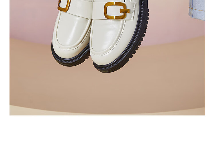 Dusto Black Thick-Soled Leather Shoes for Women, 2026 New Spring Slip-On Commuter Shoes, Soft-Soled British Loafers 15