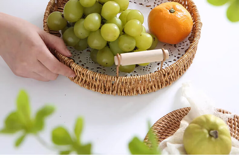 JIWUSENLIN Woven Bamboo Tray, Picnic Chinese Snack Plate, Deep-Fried Dish, Fruit Plate, Snack Plate, Dried Fruit Plate, Appetizer Plate, Fruit Plate 8