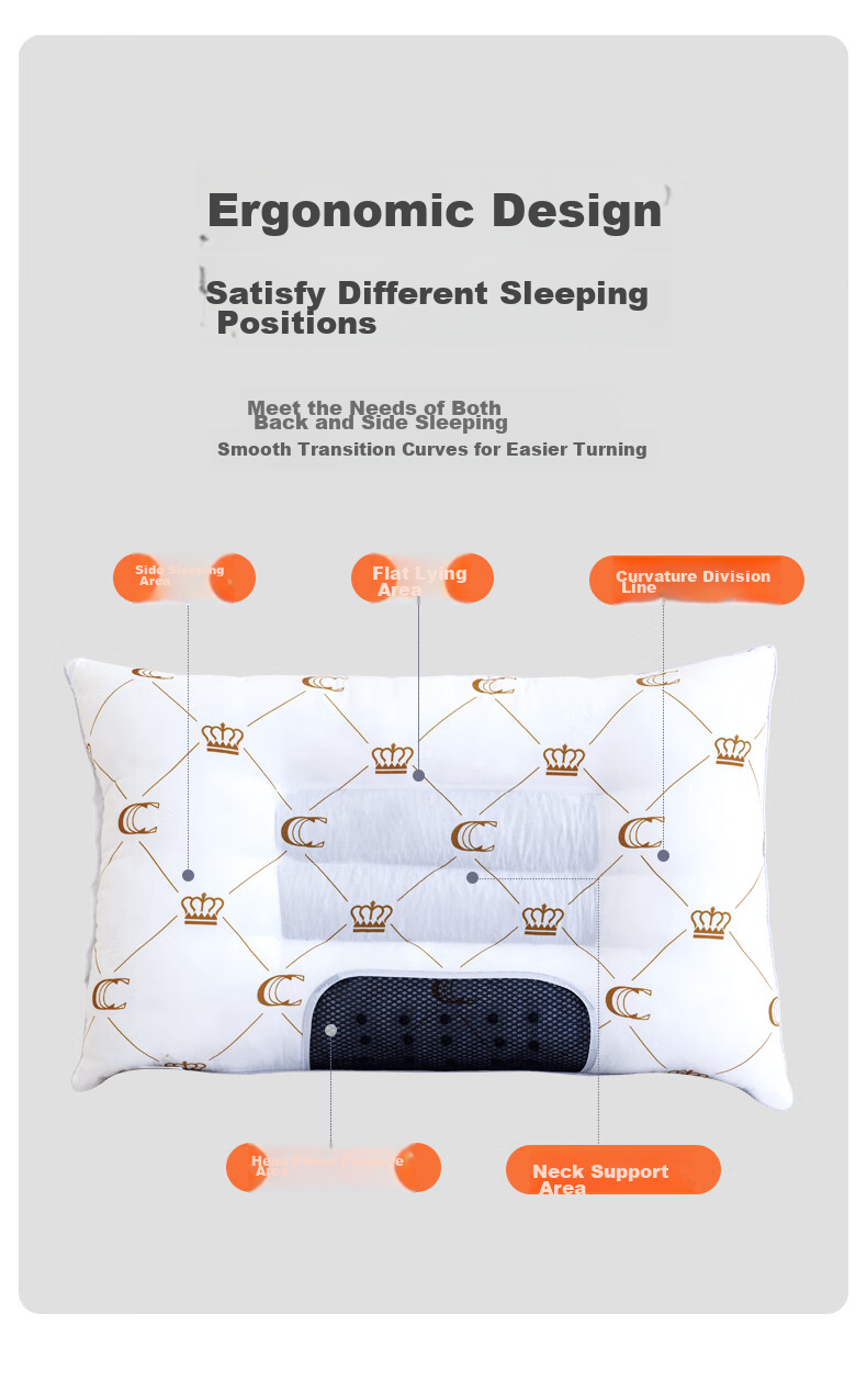 CROWN Cassia Seed Pillow for Neck Support, Deep Sleep Pillow for Women And Men, Summer Hotel Pillow Core, Adult Size, One Pair 2