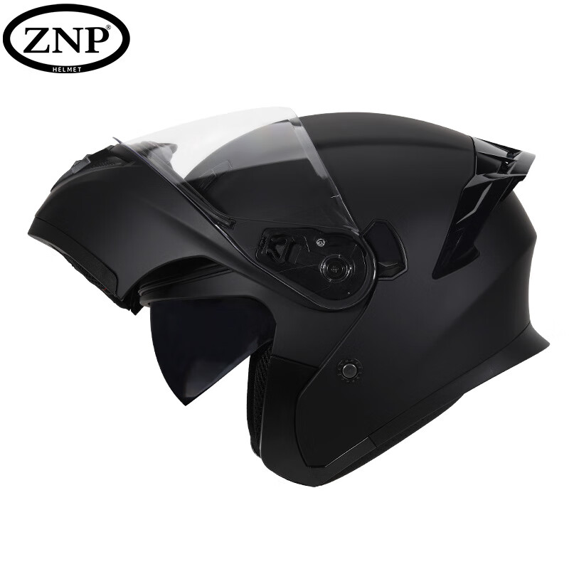 ZNP 808 New National Standard Class A Motorcycle Electric Scooter Helmet, Flip-Up Visor, All-Season Full-Face Helmet, Matte Black, XL