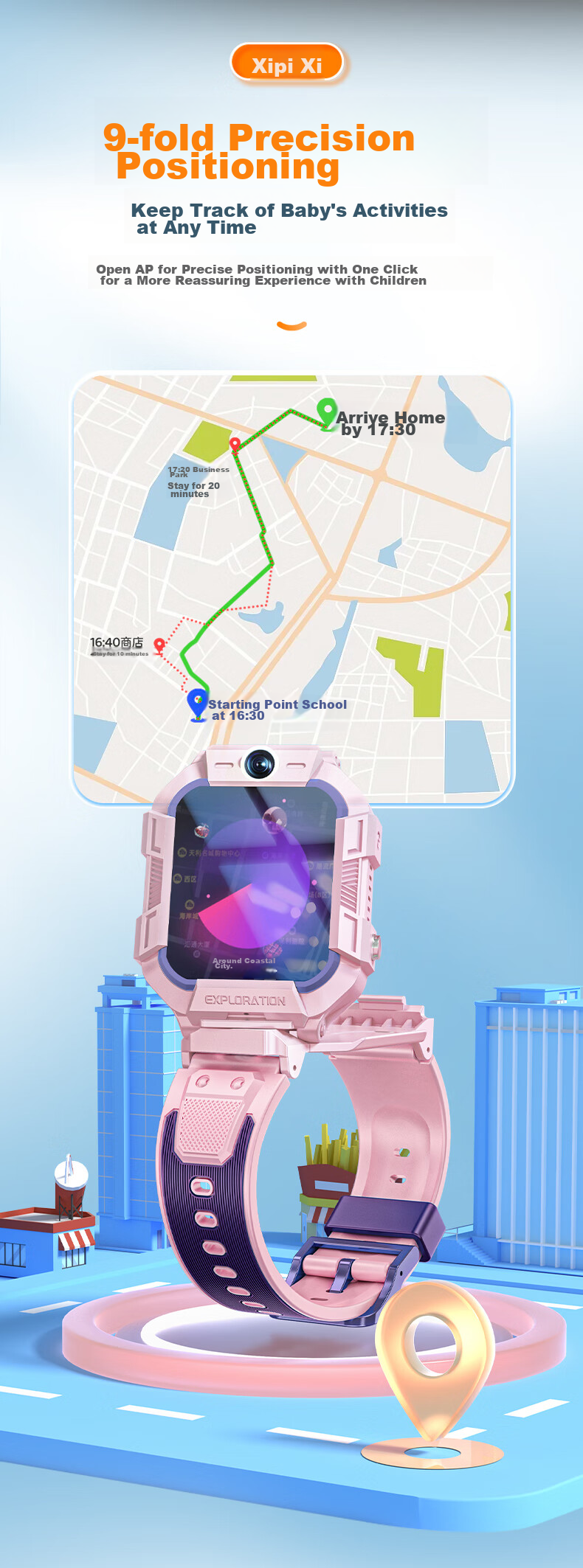 Xibixi Children's Smartwatch Phone Watch, 4G Full Network, HD Video, Waterproof And Shockproof, GPS Positioning, Long Battery Life, Student Smartwatch for Primary, Middle And High School Students 6