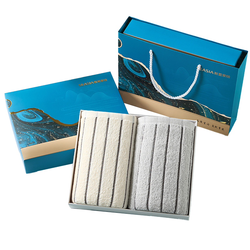 Xinya Towel Gift Box, Shanhai Guan Pure Cotton Towels, 2 Pieces, Gift for Company Group Purchase, Employee Benefits, Business Gift, Includes Carrying Bag