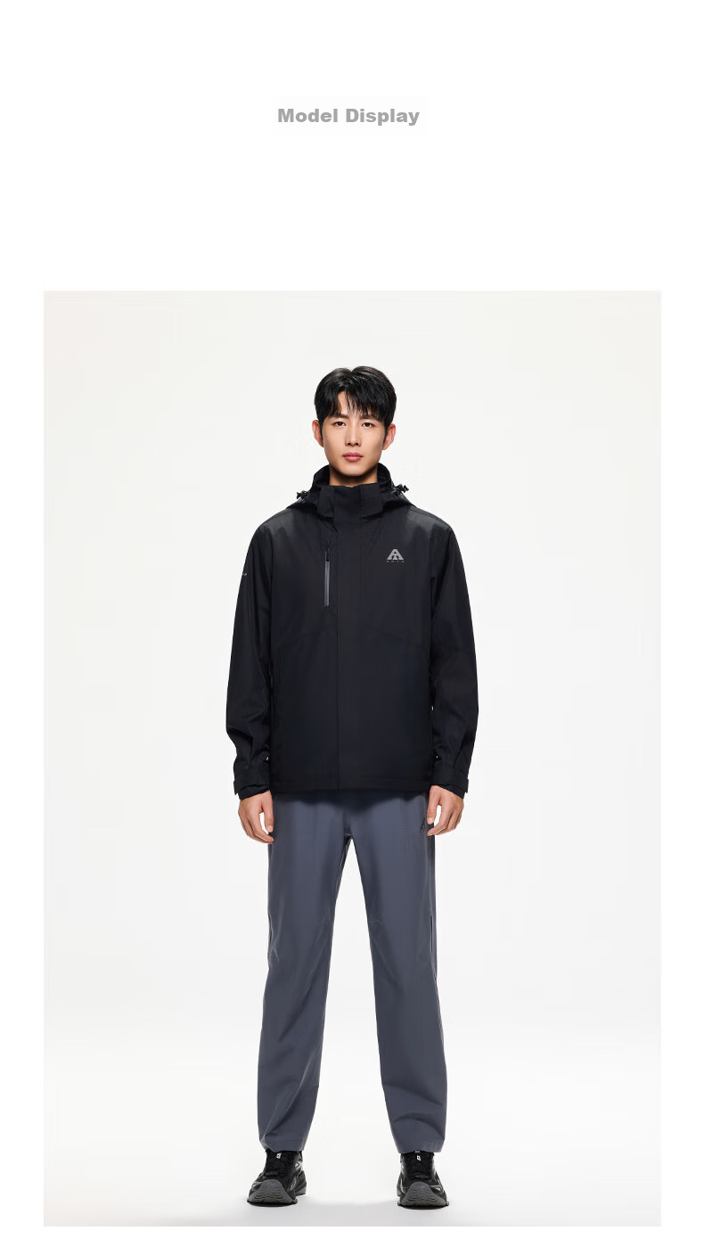 ANTA Water Shell Jacket | Dadi Zhike 3.0 Functional Three-In Jacket for Men, Windproof, Waterproof, Fleece-Lined, Two-Piece Set 47