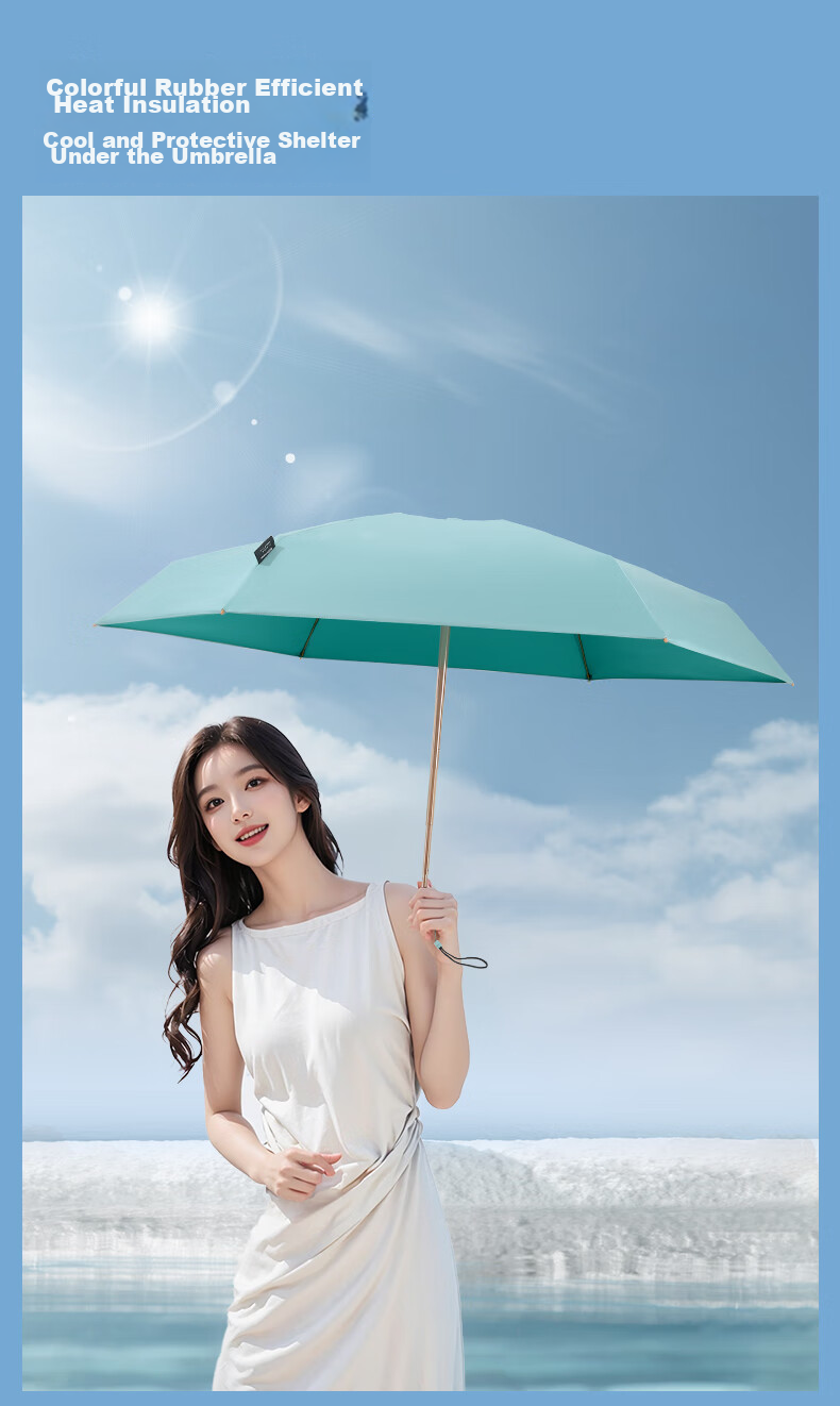 MAMORU UV Protection Sun And Rain Umbrella, Six-Fold Colored EVA Sunscreen Umbrella, Portable Handbag Version, Orange, 14.5cm 9