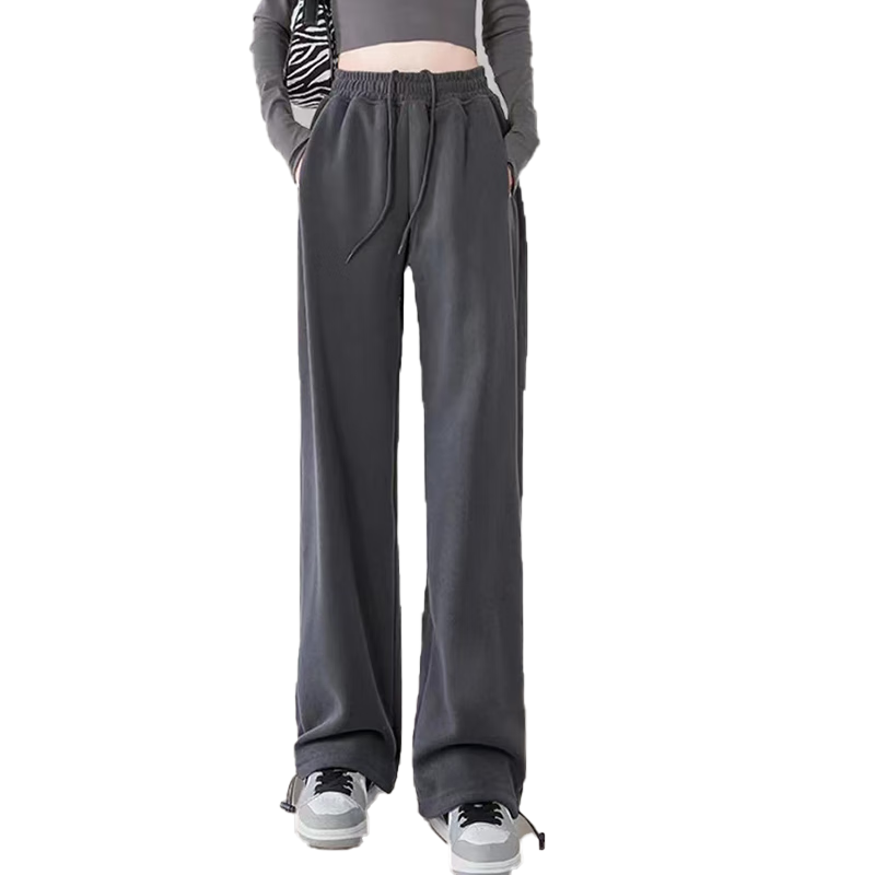 Jeanswest Casual Pants for Women, High-Waisted Loose-Fitting Slimming Joggers, Summer Sports Trousers with Drawstring Waist, Light Gray, Size M