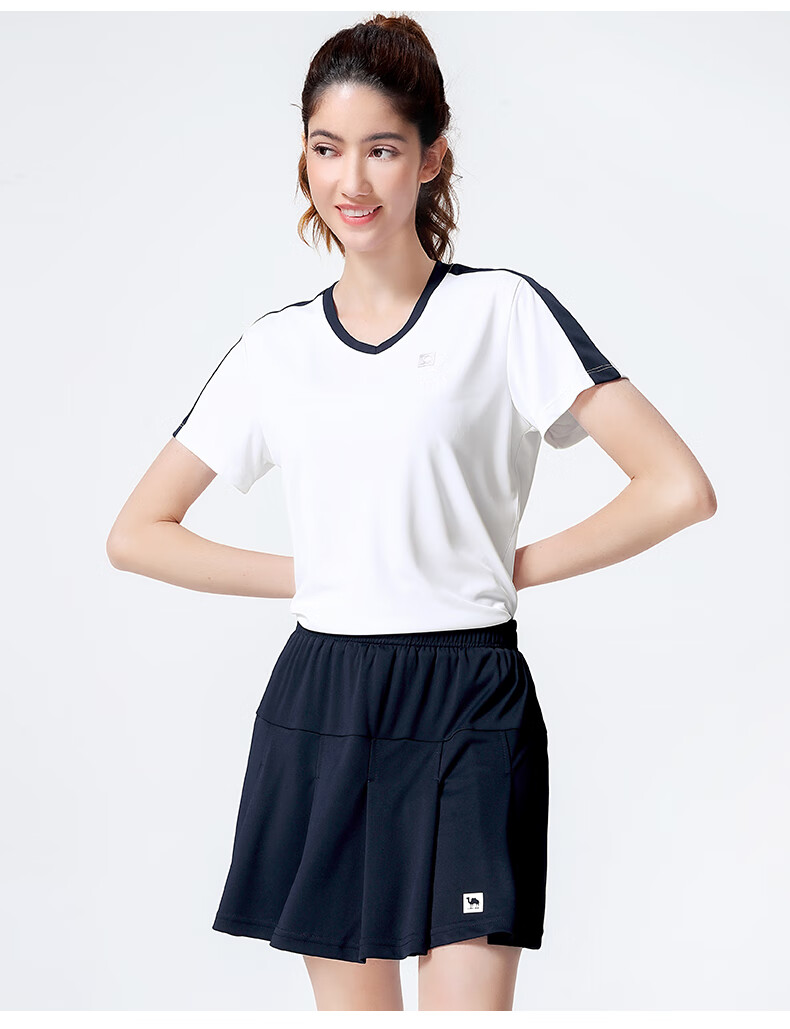 CAMEL Badminton Outfit for Men, Sun Protection Quick-Dry Sports Two-Piece Set Y1S2TLF652-1 White/black S 28