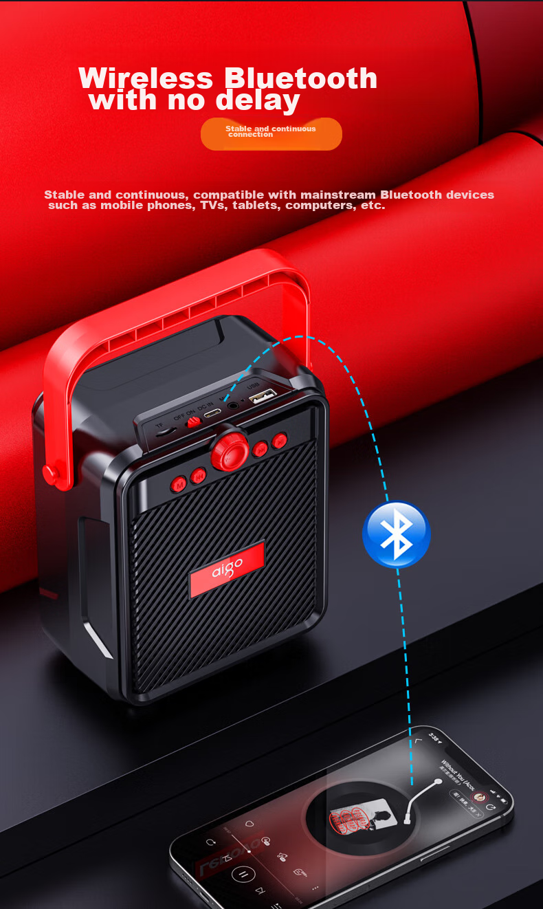 Aiguozhe T51 Bluetooth Speaker, Outdoor Square Dance Sound System, High Volume Handheld Portable Speaker, Small Home Subwoofer Amplifier, Street Vending Payment Player 5