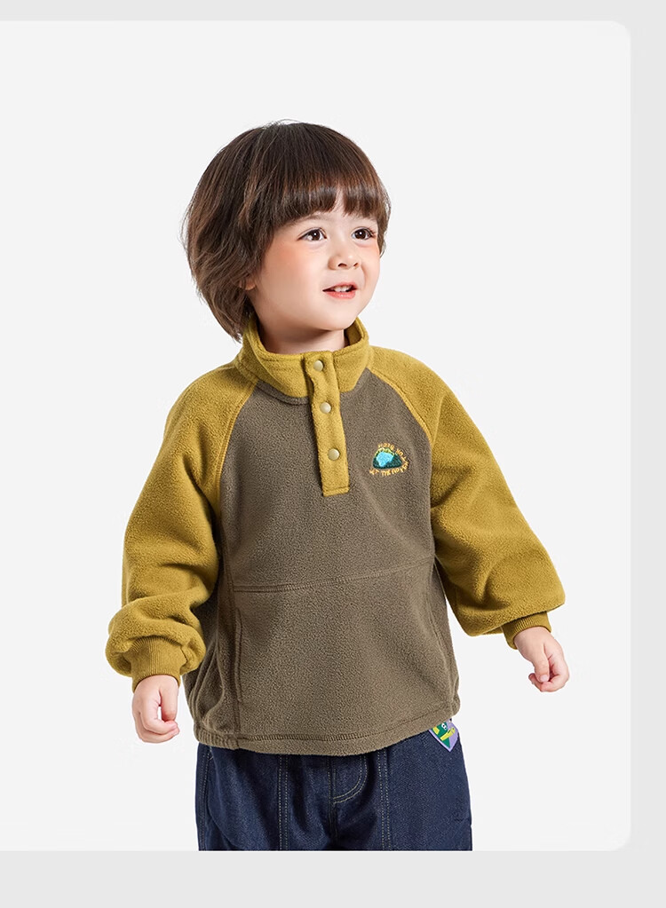 Ciciibear Baby Sweatshirt, Double-Sided Fleece, Spring And Autumn 2024 New Style, Children's Long-Sleeve Inner Pullover, Boys' Winter Wear 2