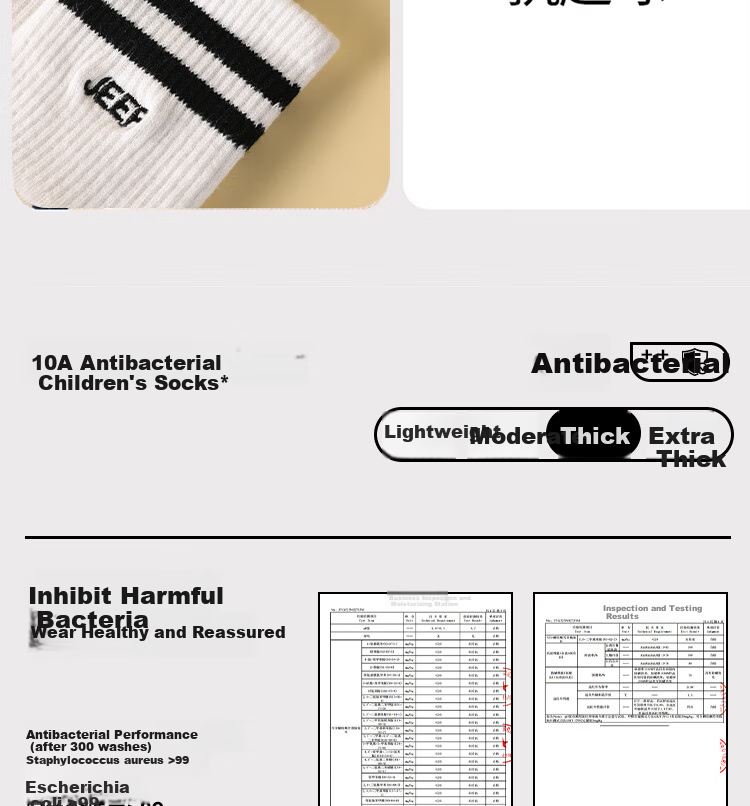 Jeep 100% Cotton Antibacterial Breathable Kids Socks Boys Spring Summer Thin Mid-Calf Youth Socks Age 10 10