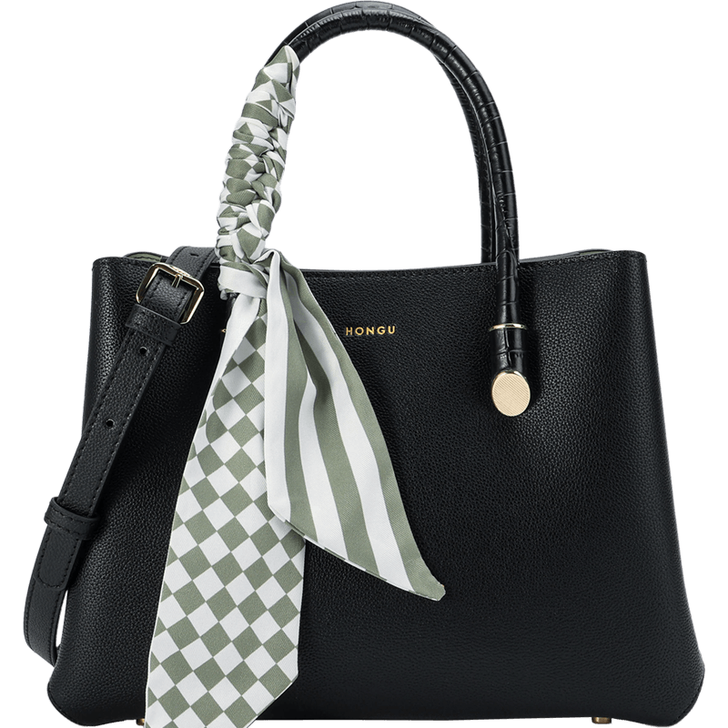 HONGU Women's Handbag, Shoulder Bag, Leather Tote Bag, Crossbody Bag with Scarf, Chiffon Bag, Valentine's Day Gift for Girlfriend