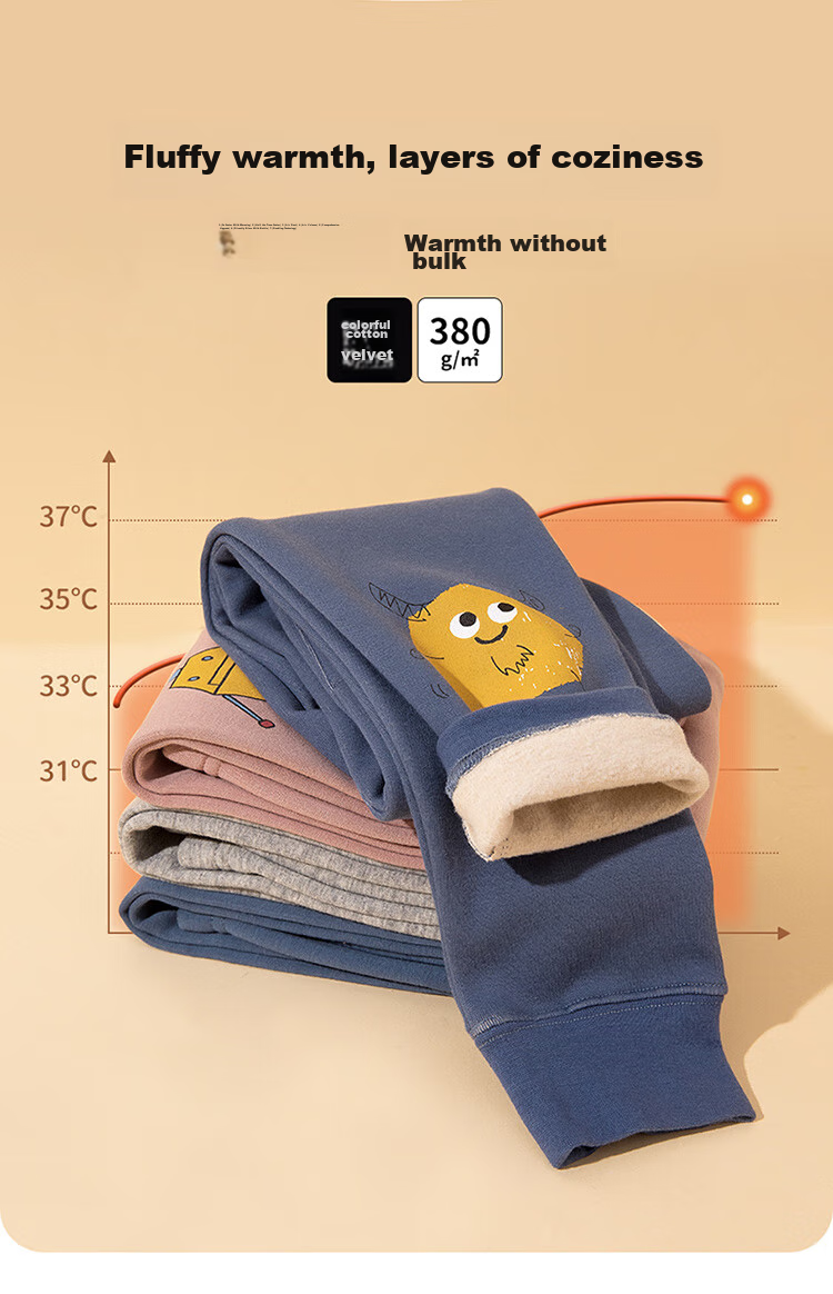 Dingguagua Children's Thermal Pants Boys Autumn Fleece Thickened Inner Wear Fleece Cotton Lined Pants 6A01 170 3