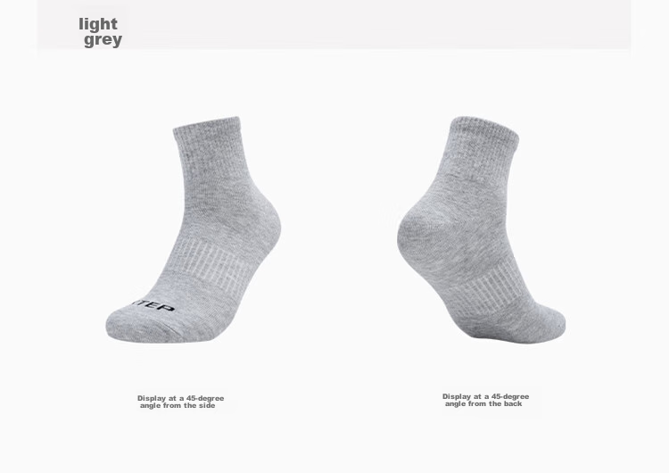 XTEP Men's Socks, Dry And Skin-Friendly Athletic Socks, Five-Pair Pack, Mixed Colors And Solid Colors, Moisture-Wicking, Breathable for Summer And Autum 23