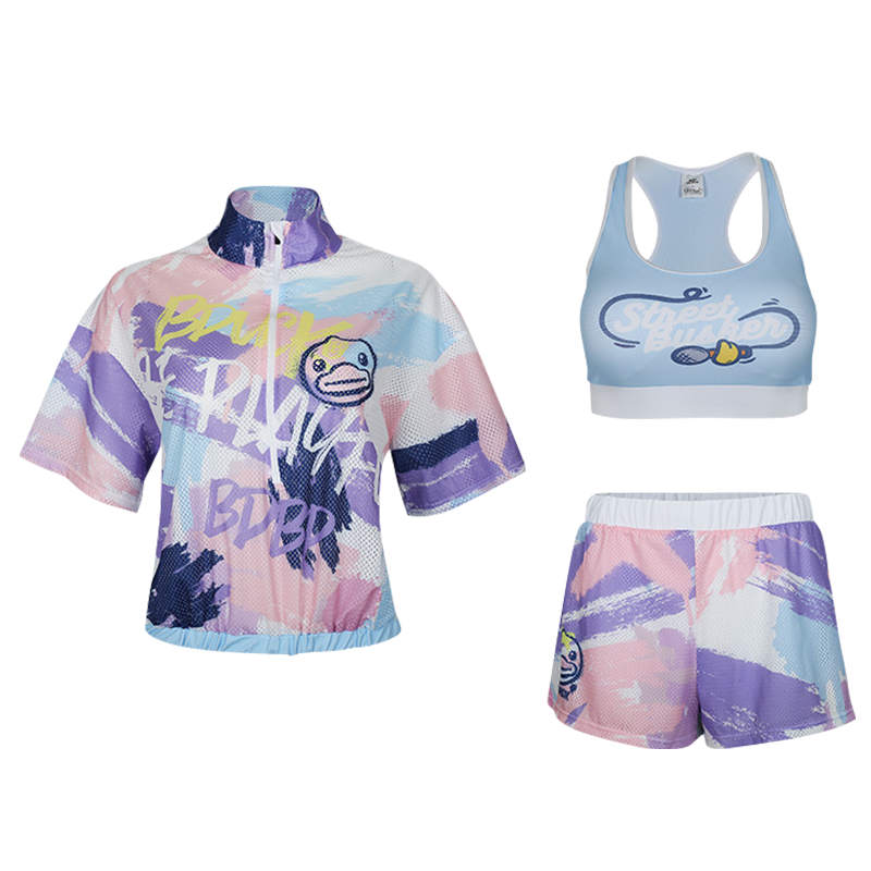 B.Duck Women's Swimsuit Three-Piece Set for Hot Springs, Conservative Tummy Control Slimming Plus Size Swimwear