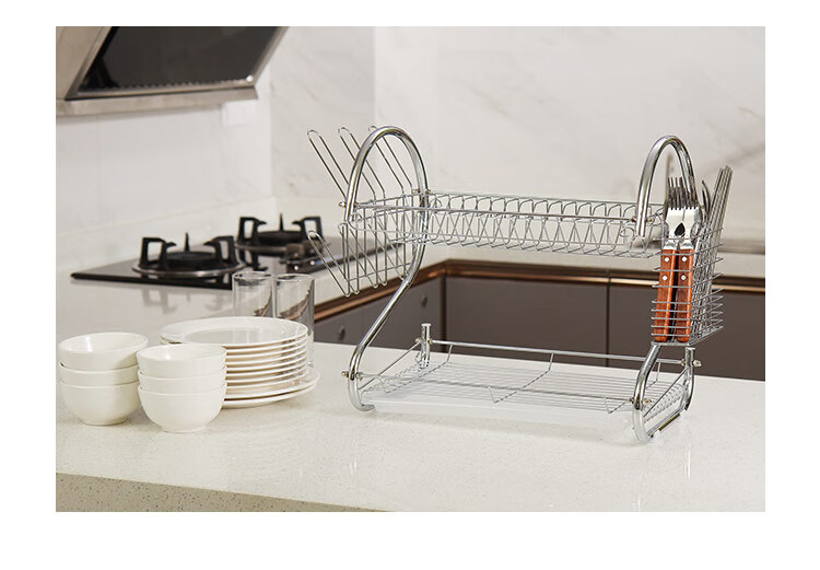 Ourunzhe Bowl And Plate Rack, S-Shaped Double-Layer Kitchen Dish Storage Rack, Draining Bowl Holder, Chopstick Stand, Dish And Plate Organizer 5