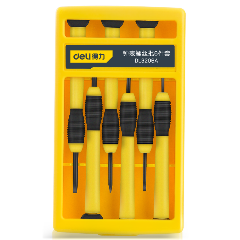 Deli Precision Phillips Screwdriver Set, 6 Pieces, for Watch And Glasses Repair, DL3206 [Chromium Plated]