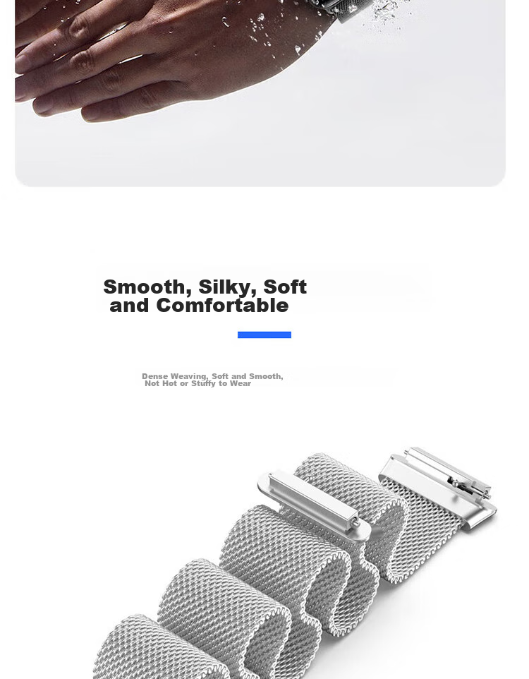 ESCASE Stainless Steel Magnetic Watch Strap Compatible with KeepB4B4Lite Watch, 16mm Universal Milanese Loop, Quick Release, Anti-Slip, Breathable, Suitable for Men And Wome 9