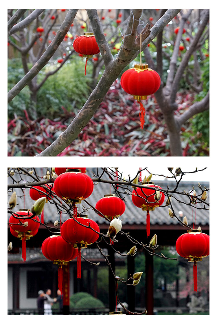 TaTanice Red Lanterns Set of 2, Year of The Horse Decoration, Housewarming Wedding Lanterns, Scene Hanging Ornaments, Festive Celebratio 6