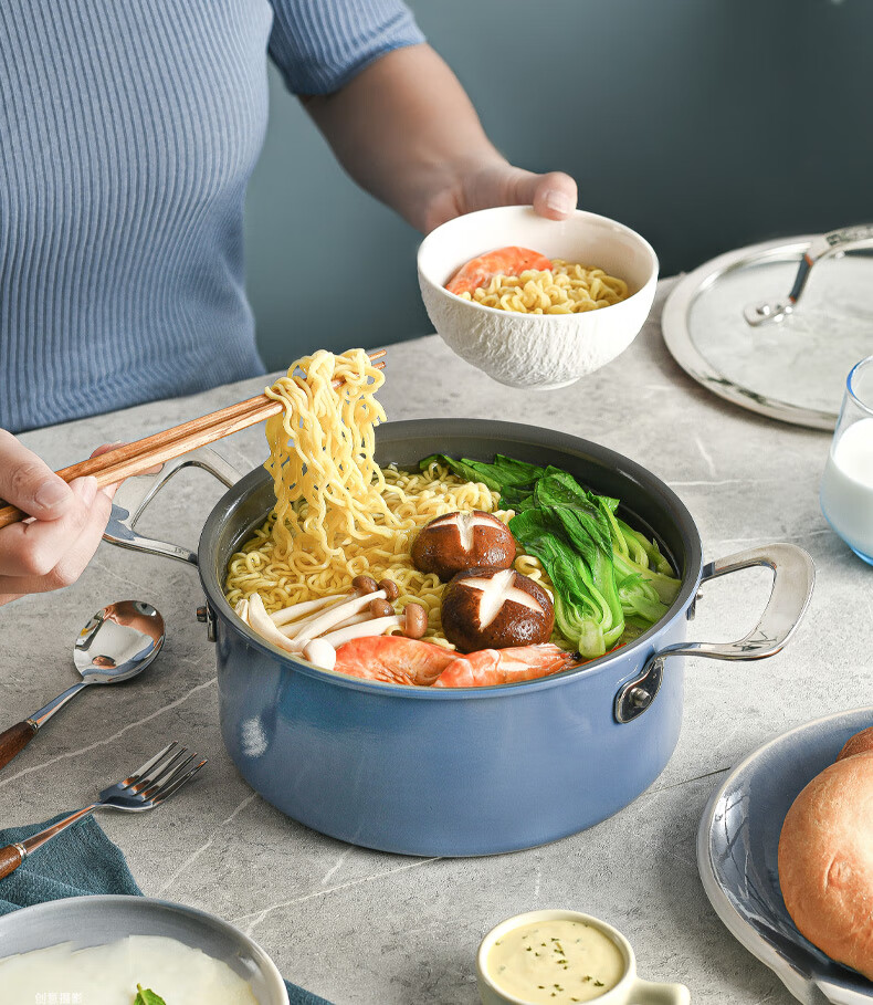 Tefal Milk Pot Star Ceramic Series Single-Person Noodle Pot Baby Food Pot with Ceramic Coating, Compatible with Gas And Induction Cooktops, Double Bottom 17
