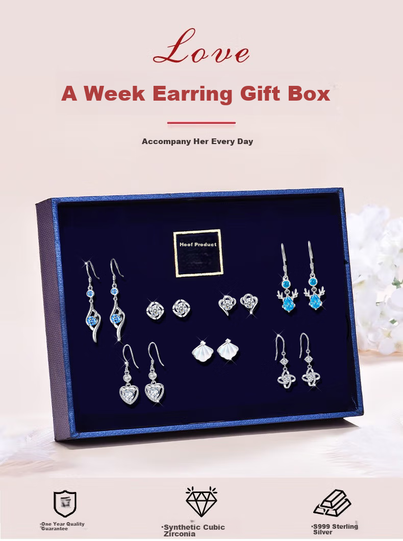 Dijing 999 Sterling Silver Earrings for Women, 2026 New Style Weekly Studs, Elegant High-End Ear Drops, Birthday Gift for Women And Wives 1