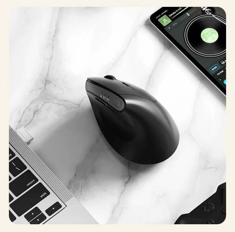 B.O.W Hangshi MD190L MAX Ergonomic Dual-Mode Wireless Bluetooth Mouse, Silent, Standing Rechargeable Vertical Office Laptop Universal Mouse, Gray And Black 15