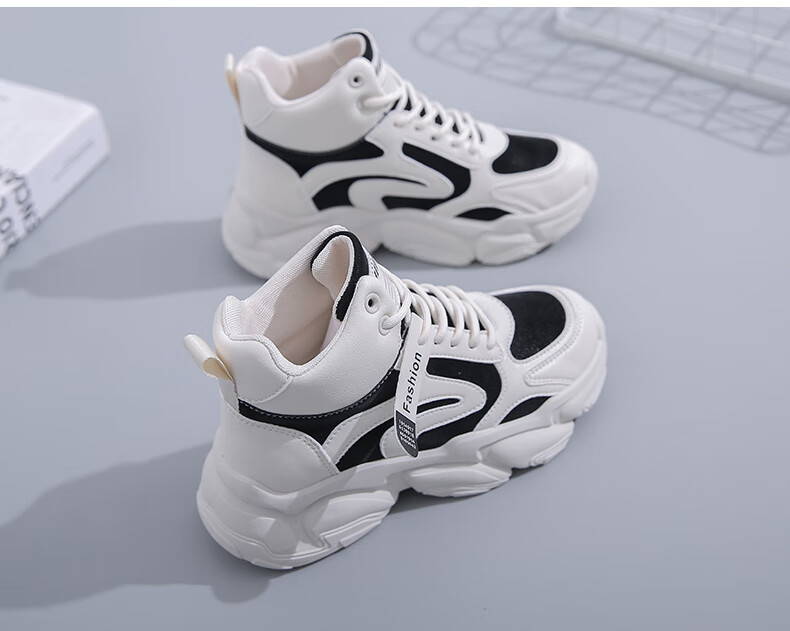 PLAYBOY Women's Shoes, Winter Fleece-Lined Dad Shoes, Warm Cotton Shoes, Height-Increasing Sneakers for Women, 1534M, Black, Size 36 21
