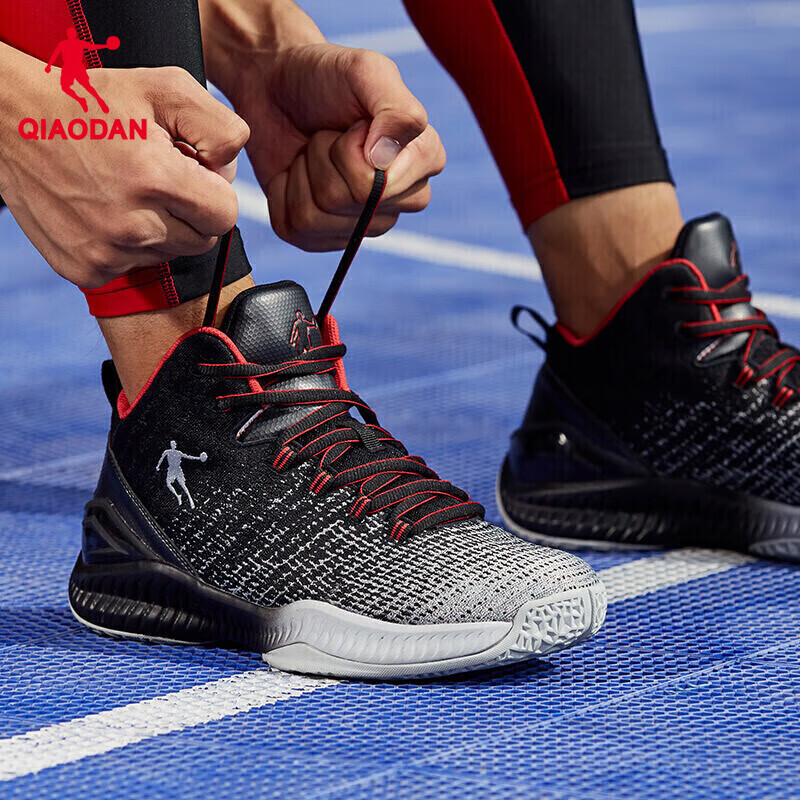 QIAODAN Basketball Shoes for Men, Summer Mesh Breathable Shock-Absorbing Wear-Resistant Youth Comfortable Sneakers