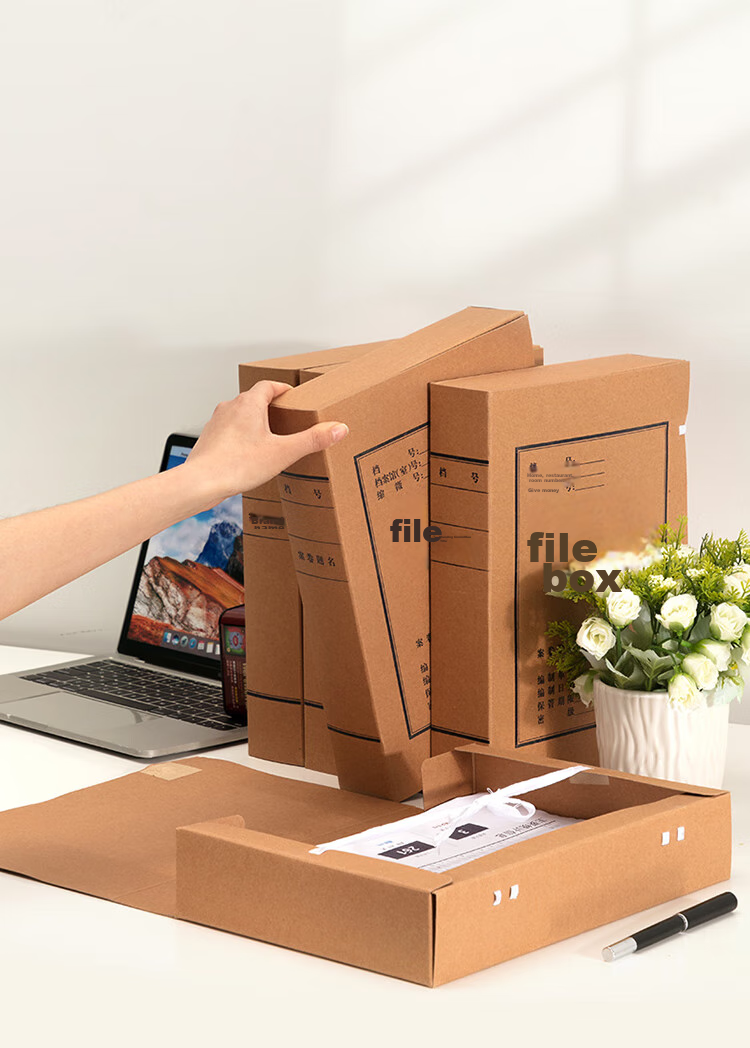 Deli 10 Pieces, 40mm, 340g Acid-Free Kraft Paper File Box, Thickened Plastic Accounting Archive Box, Exam Storage, 5611 10