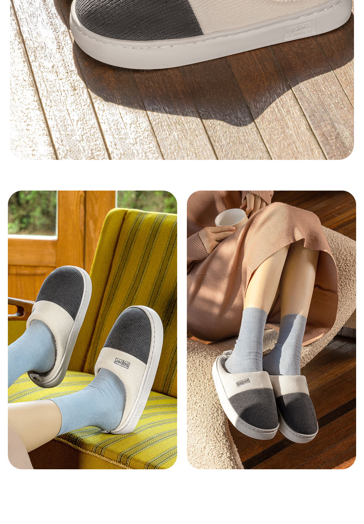 Grace Cotton Slippers for Men, Autumn And Winter Indoor Non-Slip Odor-Resistant Warm Thick-Soled Squishy Feeling Home Slippers for Men in Winter 20