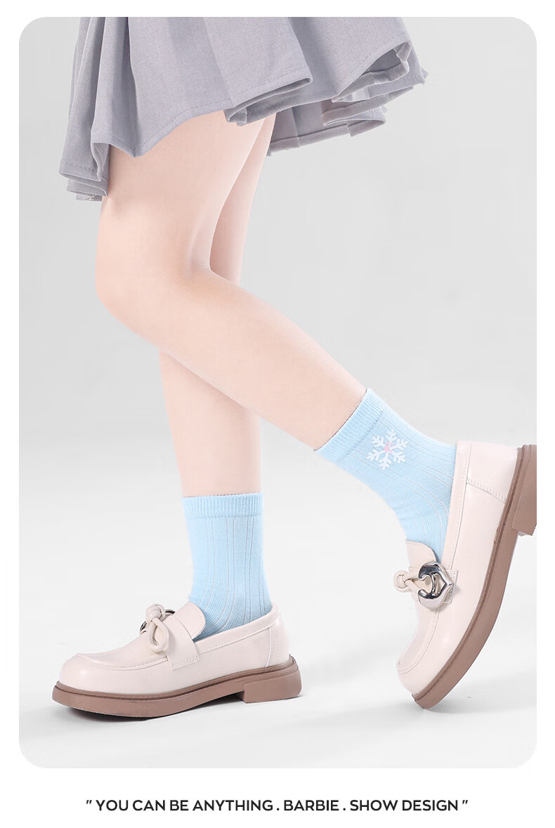 Barbie Children's Socks, Spring And Autumn Girls' Mid-Calf Socks, All-Season Mid to Big Kids' Autumn Short Socks, Cute Mid-Calf Socks, Seamless Cotton Socks 7