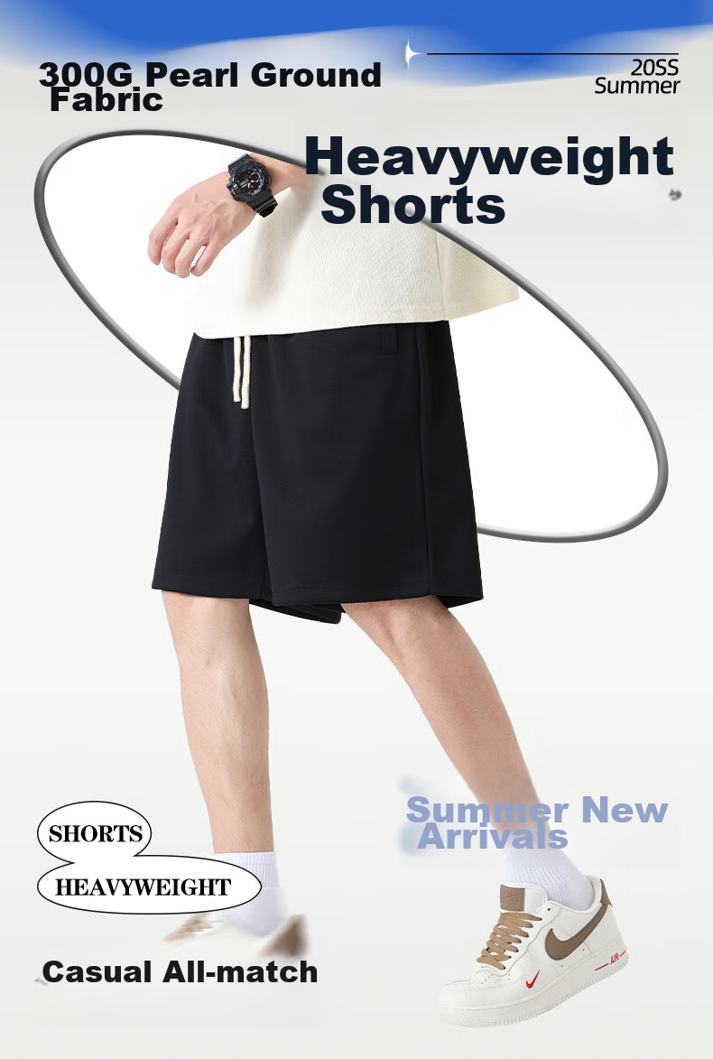 GENIOLAMODE Men's Shorts, Summer Style, Heavy 300G, Casual Draping Loose Fit, Athletic Straight-Leg Five-Point Pants for Me 2