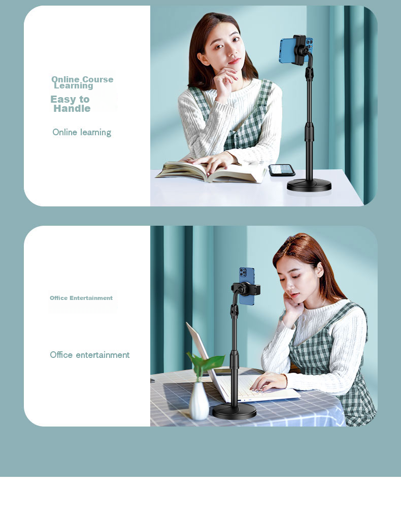 Earlymen EM-131 Mobile Phone Live Streaming Stand, Desktop Selfie Adjustable Extendable Lazy Stand, Office Student Dorm Bedroom Online Class Watch TV Gadget, Universal Phone Holder 6