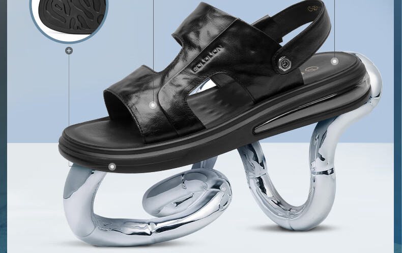 Goldlion Men's Sandals, Lightweight Business Casual Shoes, Comfortable And Durable Beach Shoes, G596320230AAF, Black, Size 41 2
