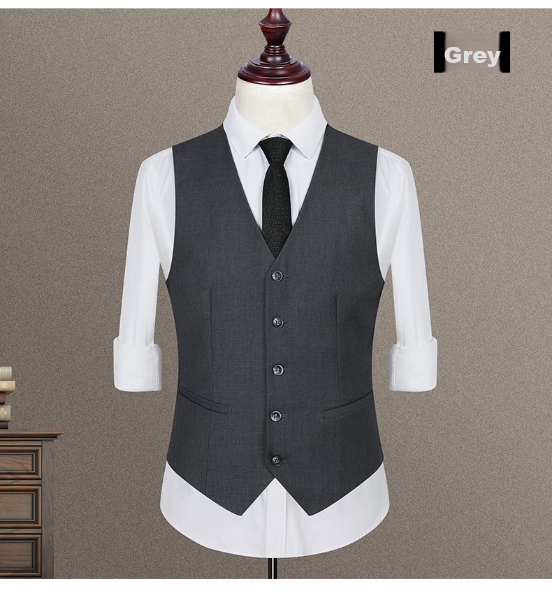 ROMON Suit Vest for Men, Slim Fit Business Professional Work Attire, Wedding Groom Waistcoat Vest, Men's Suit Jacket 13