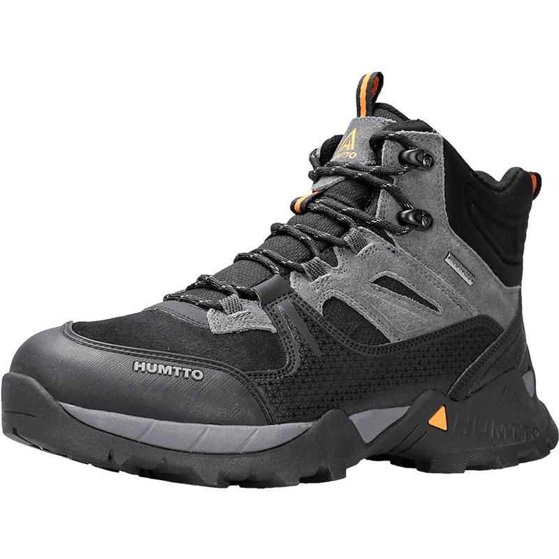 HUMTTO High-Top Waterproof Shoes for Men, Rain-Resistant Non-Slip Wear-Resistant Hiking Boots Outdoor Trail Climbing Shoes, Black, Size 39
