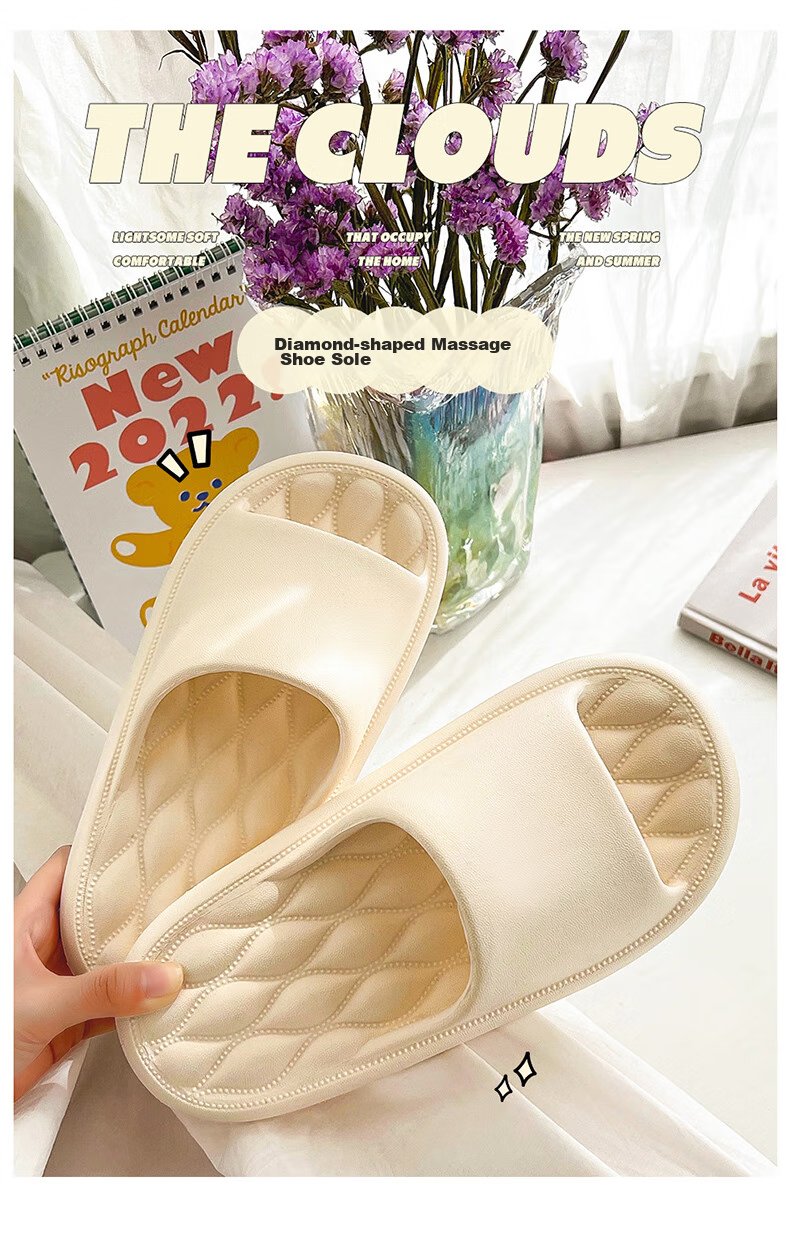 IQGD Slippers for Men And Women, Indoor And Outdoor Home Casual Simple Bathroom Slippers, Couple Style, 1819 White, Size 36-37 1