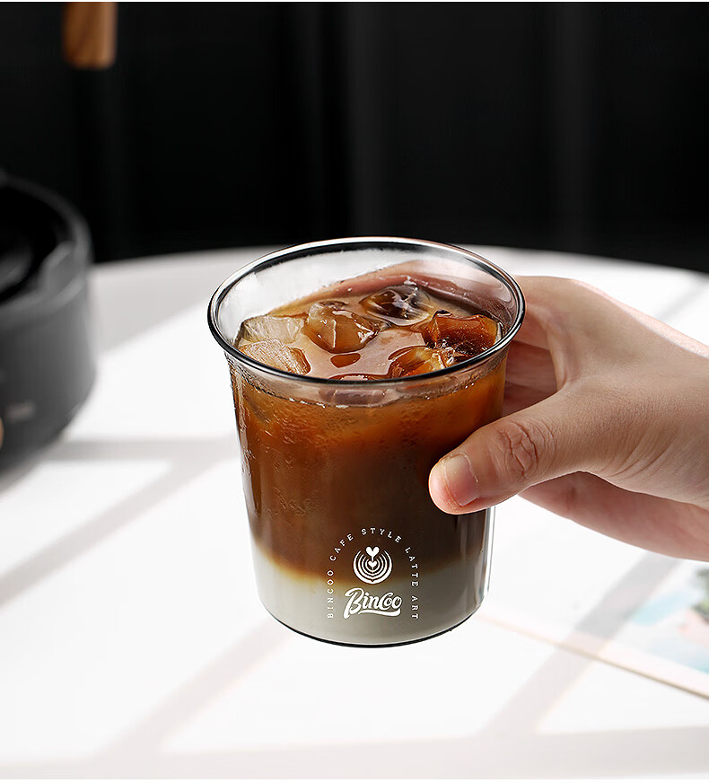 Bincoo Glass Cup Coffee Mug Simple Wide-Mouth Cold Brew Ice Americano Latte Cup Beer Mug Transparent Water Cup Tea Cup 4