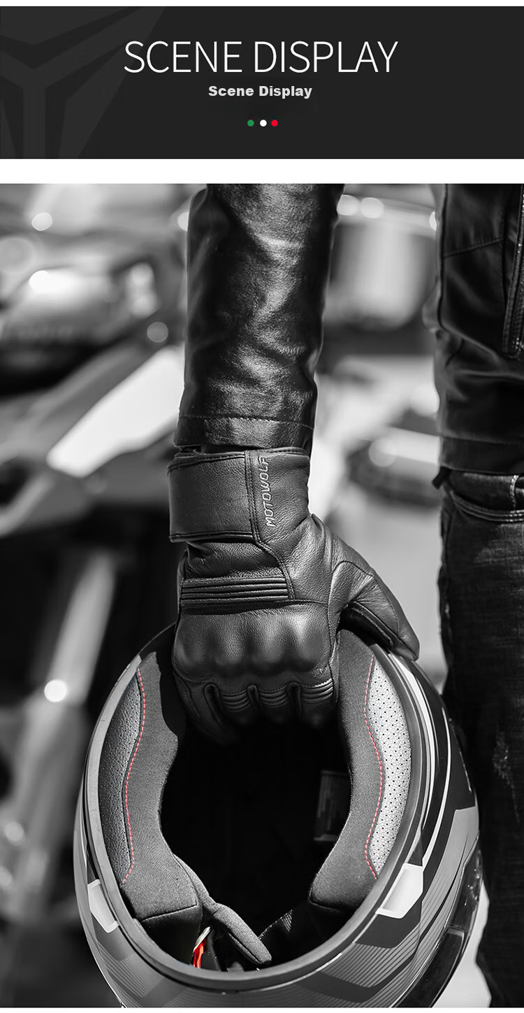 MOTOWOLF Motorcycle Gloves Riding Gloves Anti-Fall Genuine Sheepskin Summer Breathable Motorbike Off-Road Full Finger Unisex Four Seasons 12