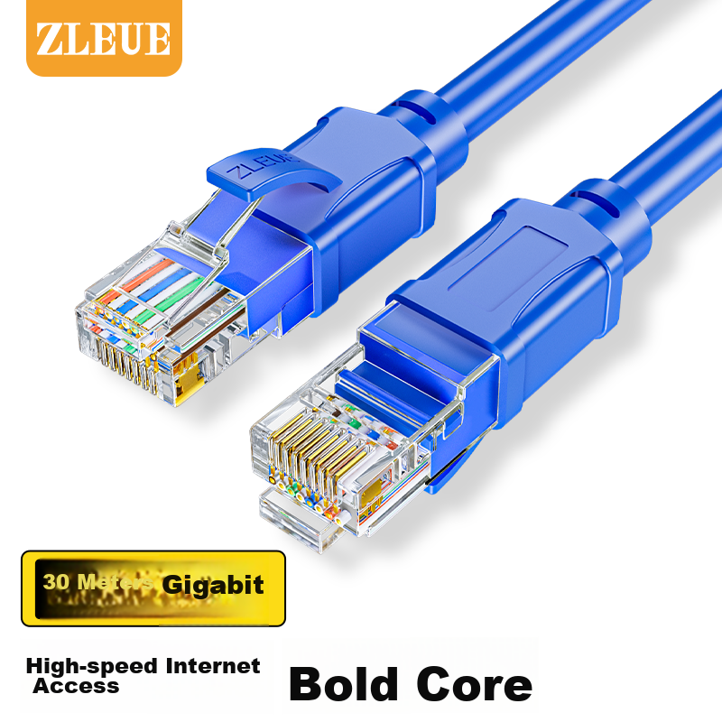 ZLEUE CAT5e High-Speed Gigabit Ethernet Cable, 30 Meters, for Engineering, Renovation, Broadband, Computer, Home Connection, Patch Cord, Finished Cable, Blue ZL-5300BL