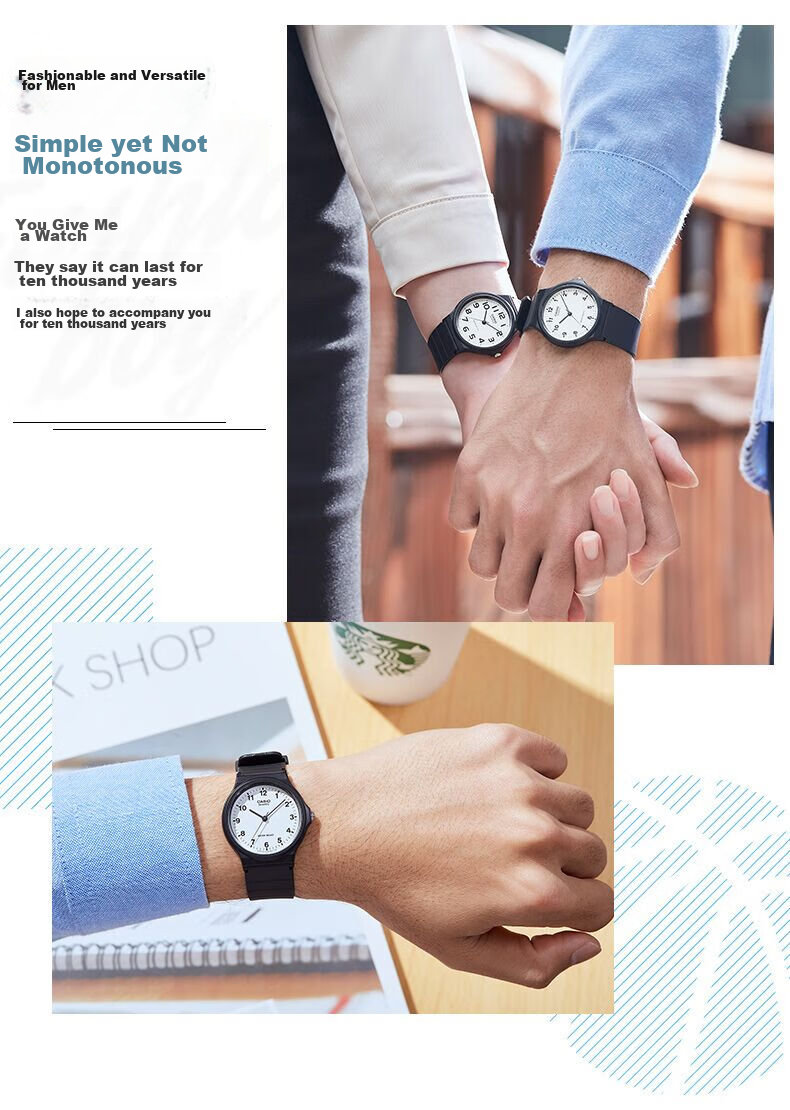 Casio Black Watch for Men And Women, Unisex Student Watch, Suitable for Civil Service Exams And College Entrance Exams, Quartz Watch MQ-24UC 4